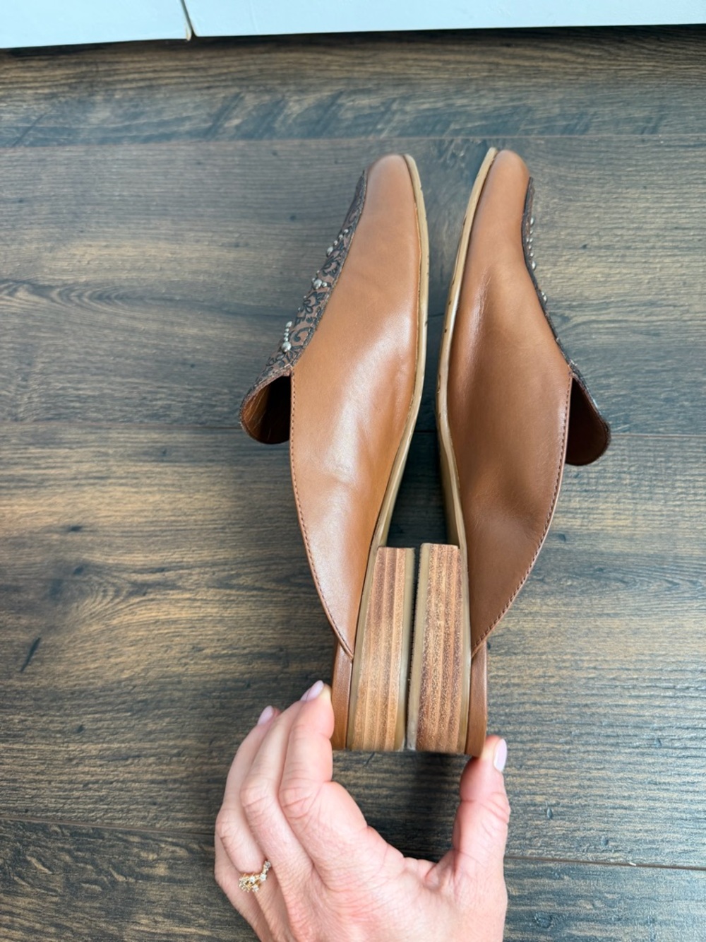 Brighton Women’s Icon Luggage Vacchetta Laser Mules Brown Size 9 - Picture 5 of 11